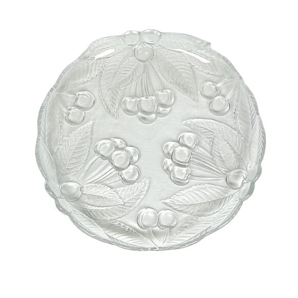 Mikasa Clear Crystal Platter 12" Glass Appetizer Serving Dish Cherries Pattern - Picture 11 of 16